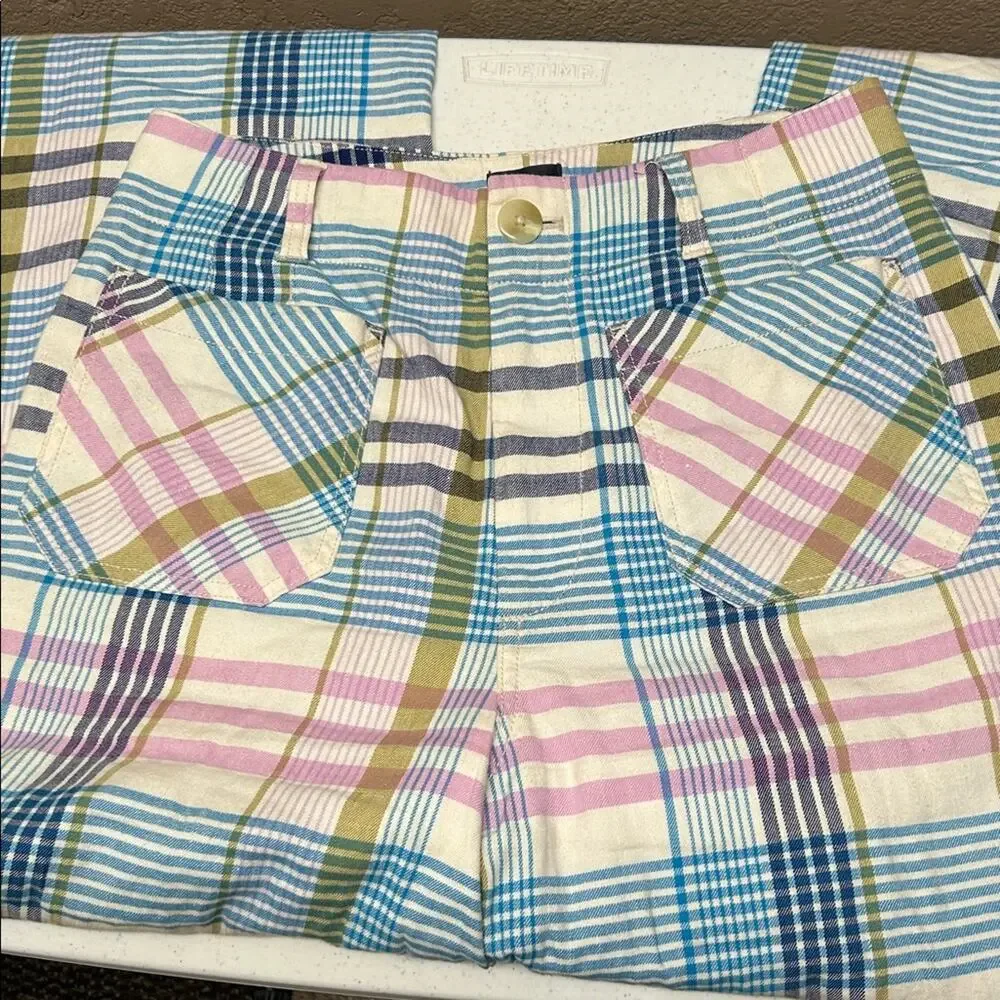 Anthropologie Maeve Colette Pastel Plaid Linen - Picture 6 of 10